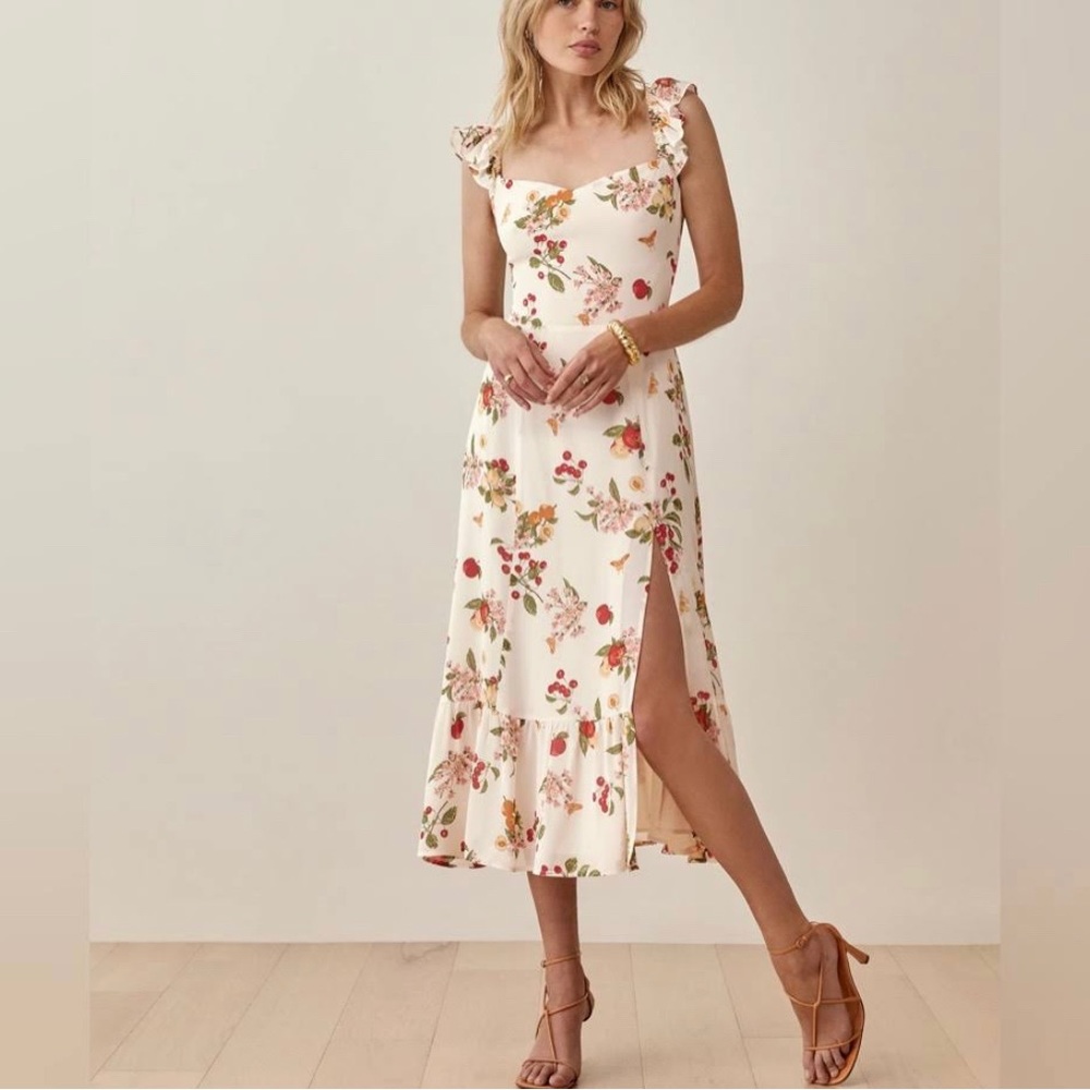 Reformation, white cherry dress